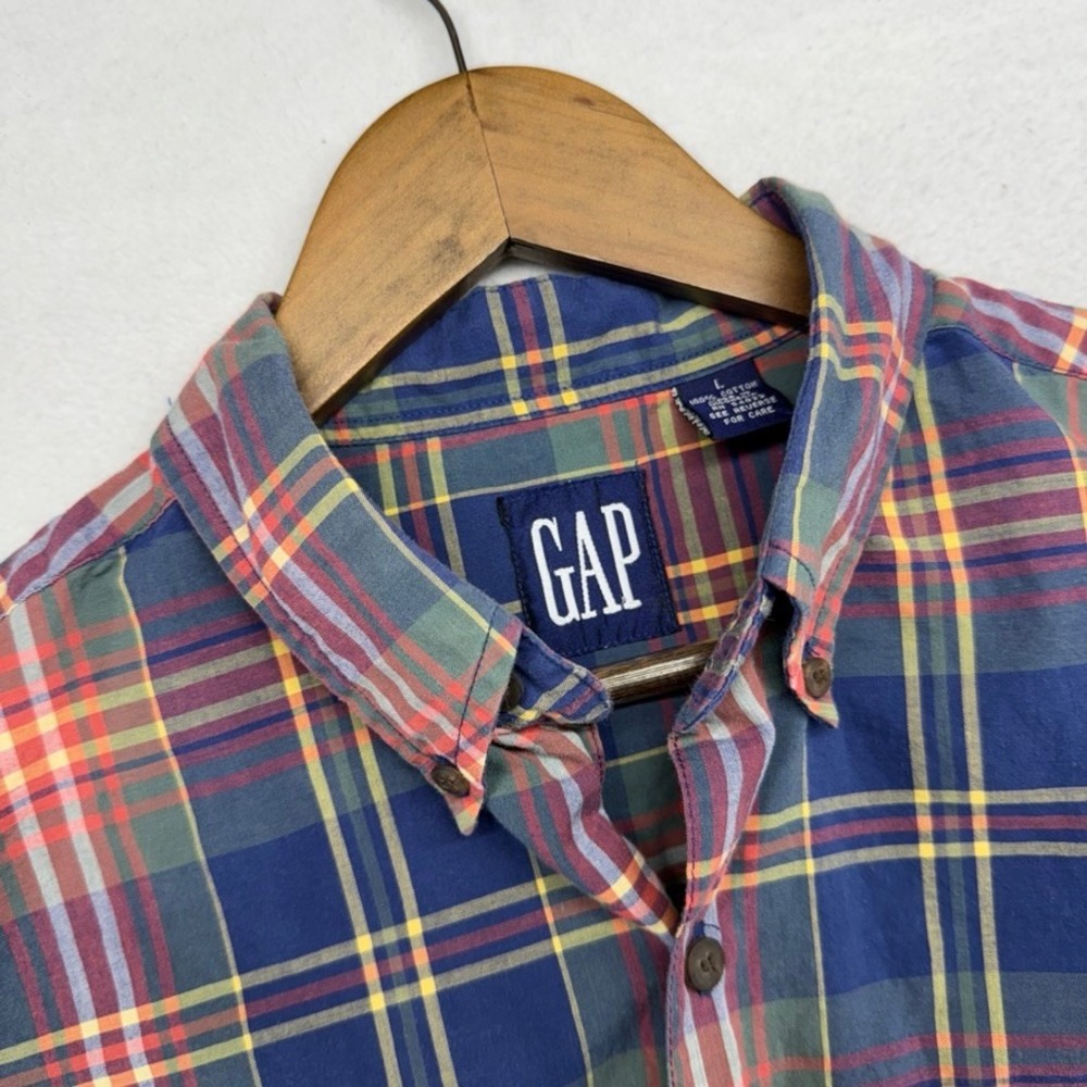 Vintage GAP Button Down Shirt Mens Large Multicolor Lightweight Oxford OCBD 90s